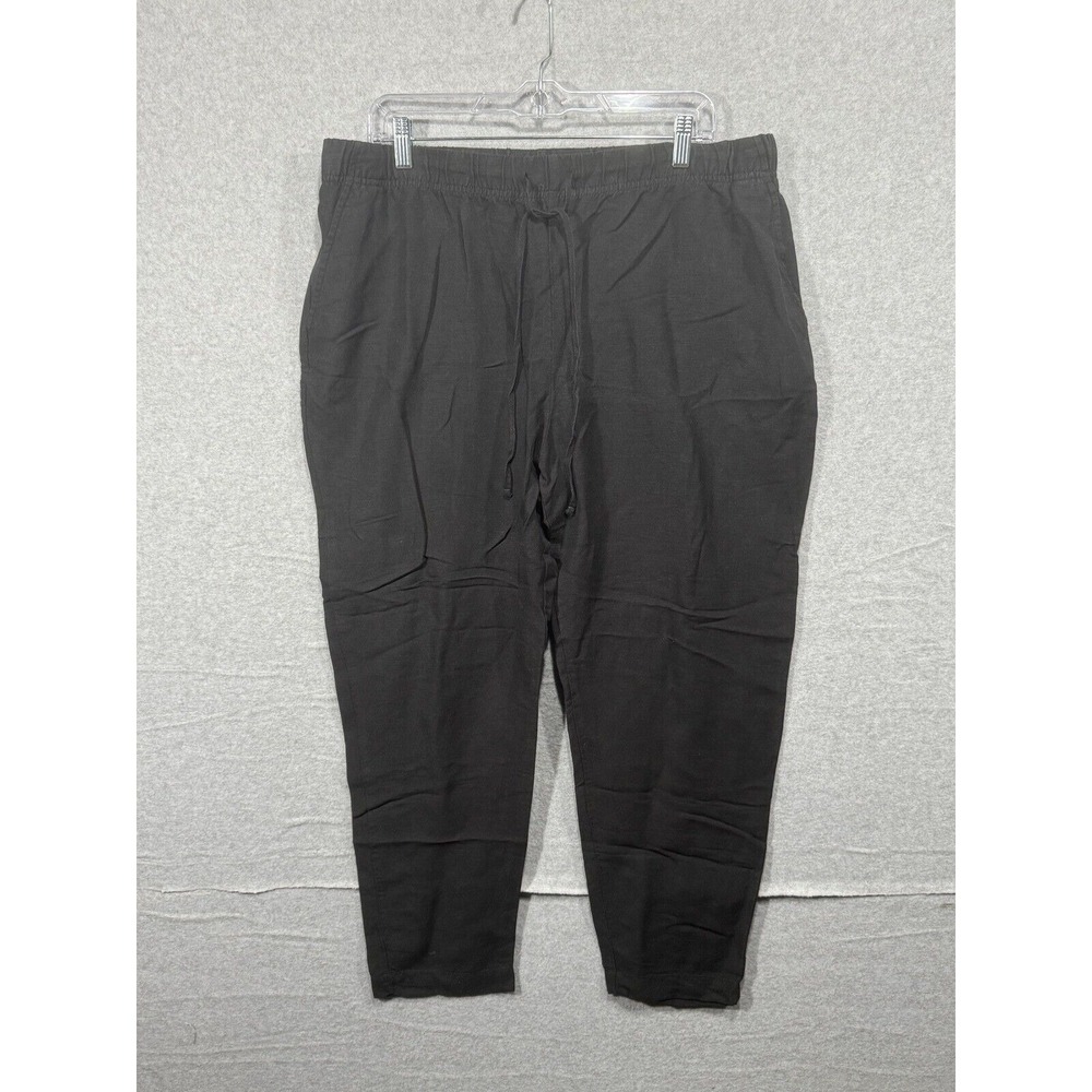 A New Day Linen Blend Pants Drawstring Casual‎ Comfy Black XL